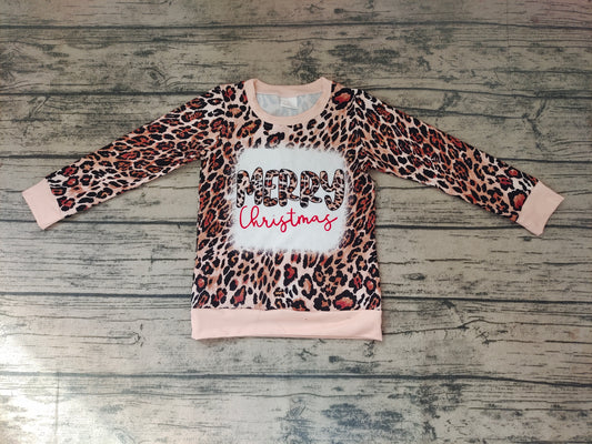 Baby girls merry Christmas leopard shirts tops