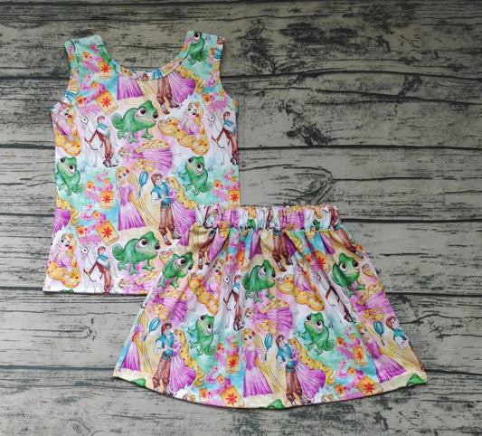 Baby girls cartoon pink skirts sets