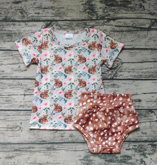 Baby girls deer bummie summer sets