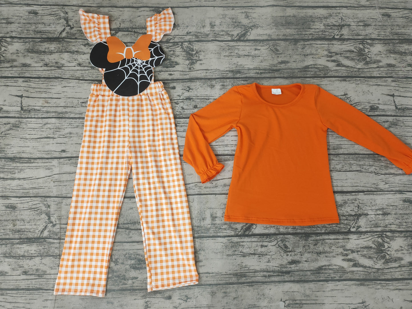 Baby girls halloween spider mouse overall fall clothes sets