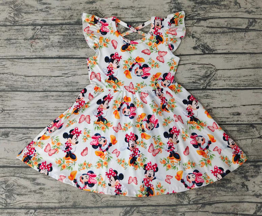 Baby girls summer cartoon floral cross dresses