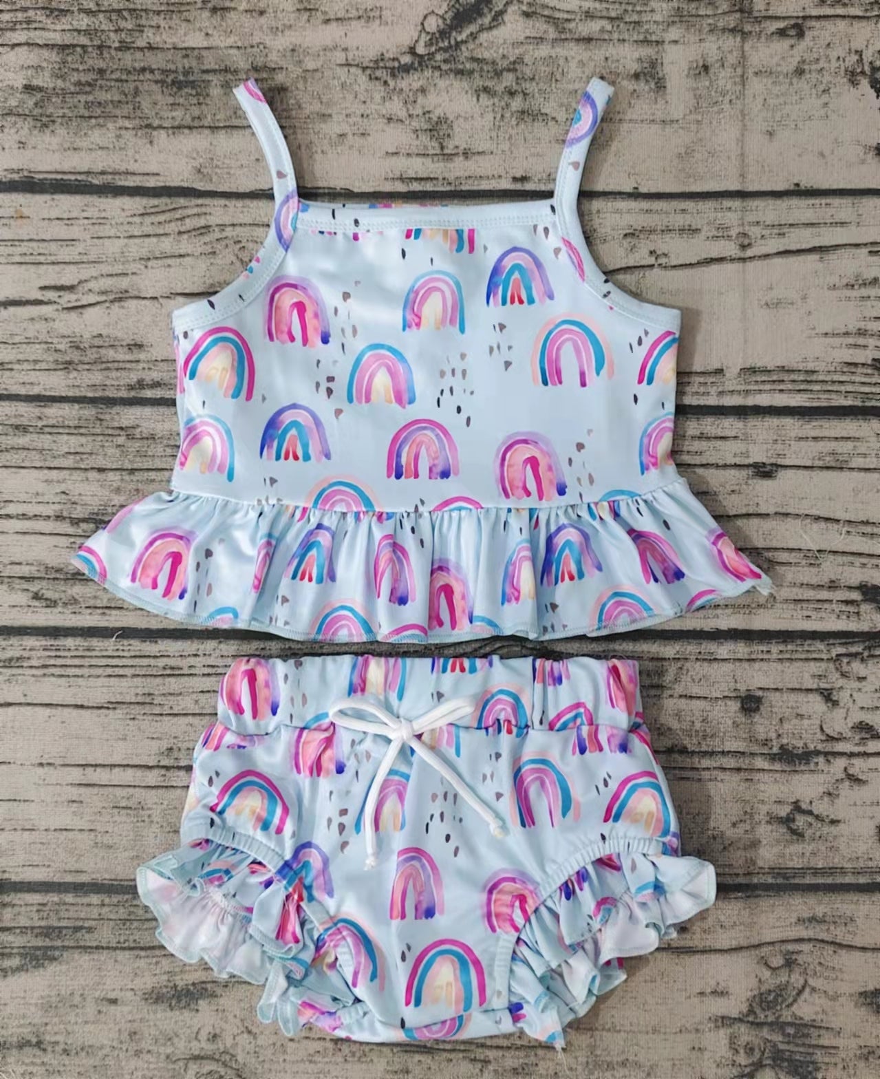 Baby girls rainbow summer bummie sets