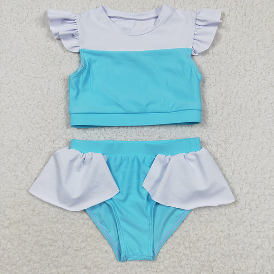 Baby Girls Princess Blue Two Pieces Swimsuits