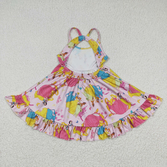 Baby Girls Pink Princess Strap Knee Length Dresses