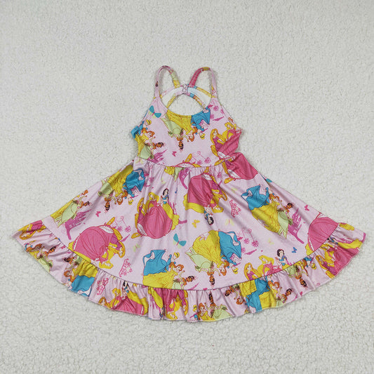 Baby Girls Pink Princess Strap Knee Length Dresses