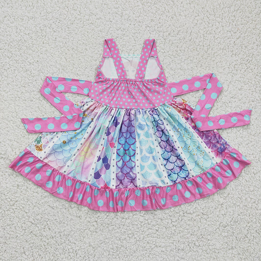 Baby Girls Summer Mermaid Strap Twirl Knee Length Dresses