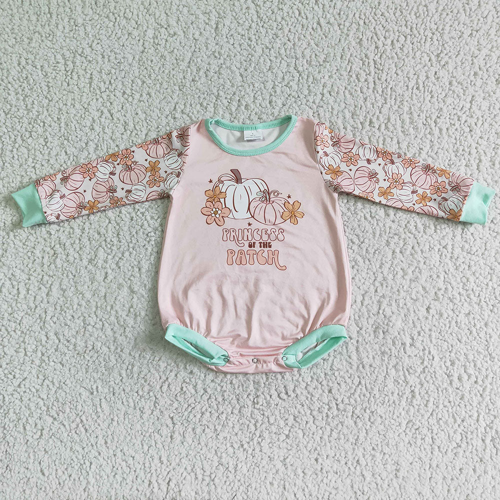 Baby girls fall pumpkin flower pink rompers