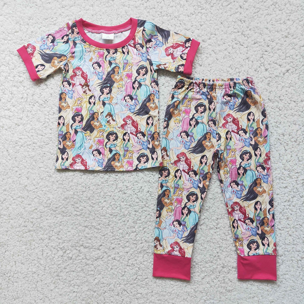 Baby girls princess short sleeve pants pajamas