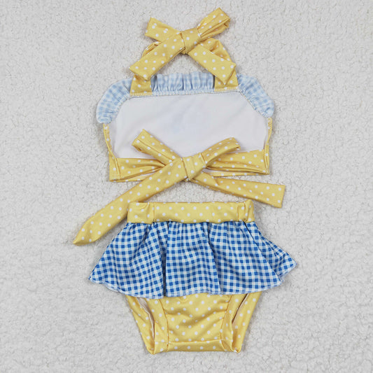 Baby Girls Princess Dots Tie Back Tow Pieces Swimsuits