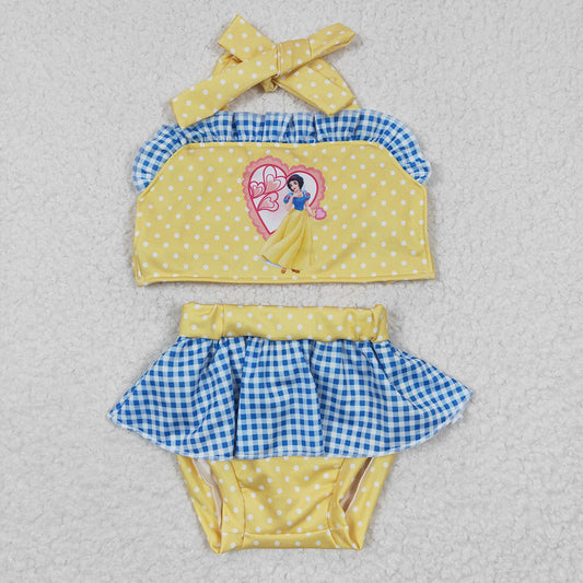 Baby Girls Princess Dots Tie Back Tow Pieces Swimsuits