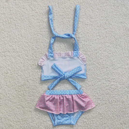 Baby Girls 2pcs Summer Princess Blue Color Swimsuits