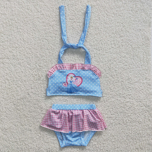 Baby Girls 2pcs Summer Princess Blue Color Swimsuits