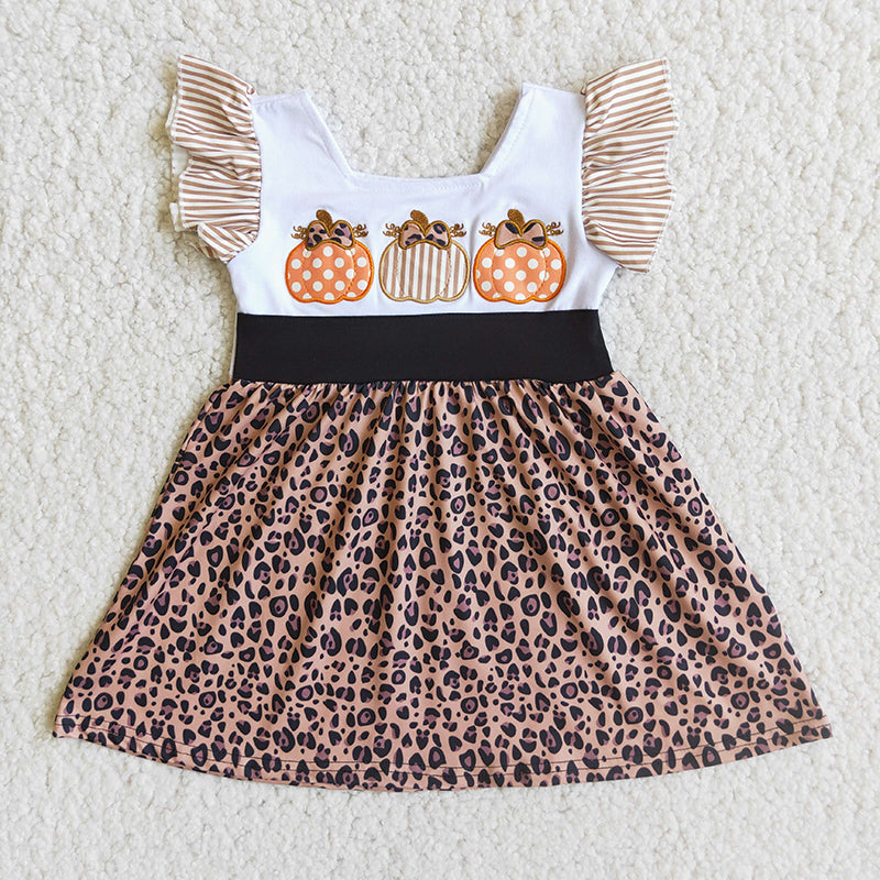 Embroidery pumpkin leopard dresses