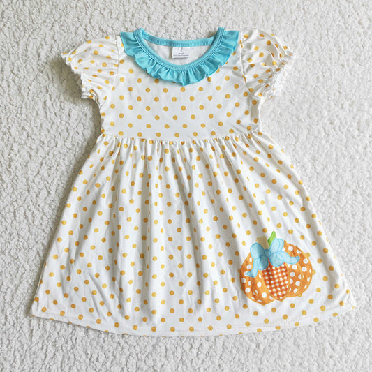 Baby girls polka dots pumpkin dresses