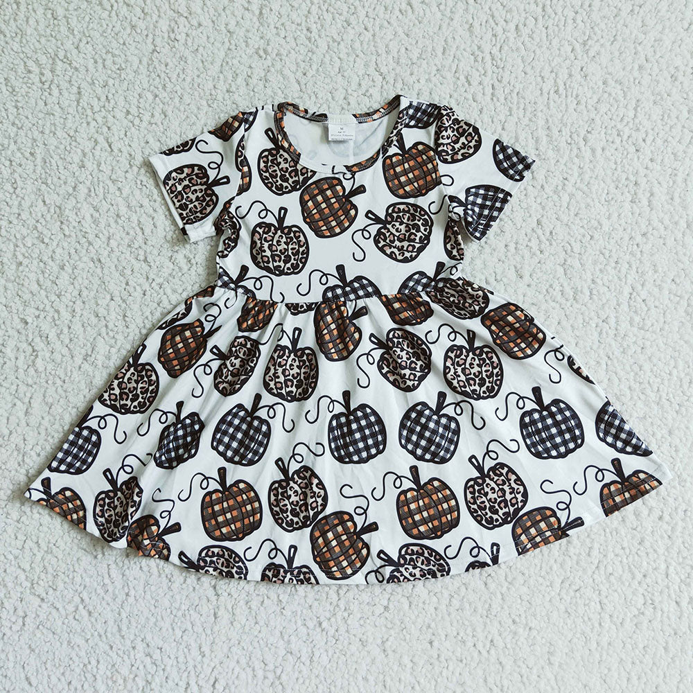 Pumpkin short sleeve twirl dresses