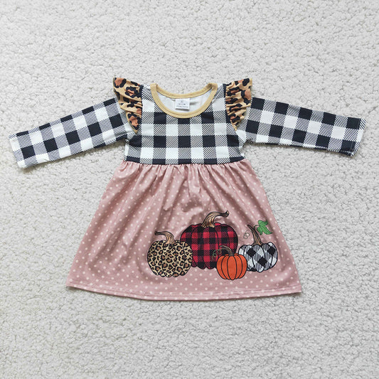 Pumpkin girls plaid dresses