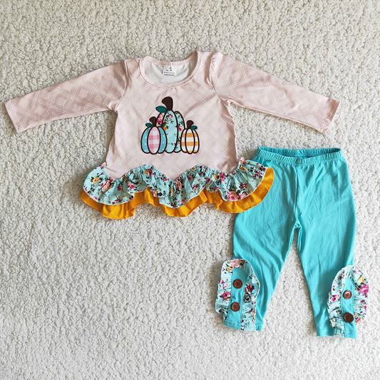 Pumpkin embroidered legging sets