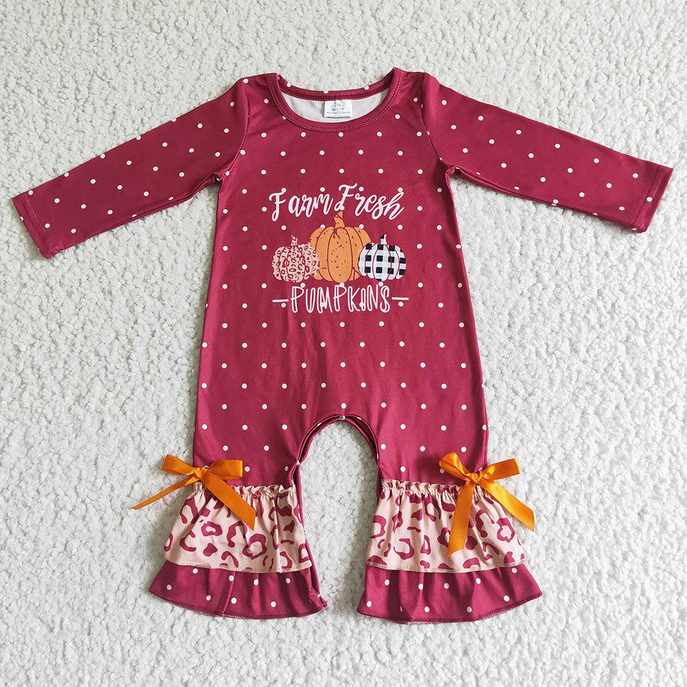 Baby Girls Farm Fresh pumpkin wine rompers