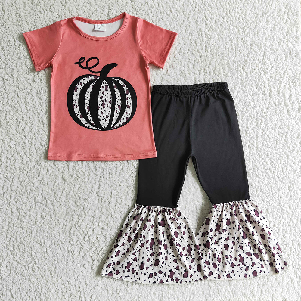 baby Girls pumpkin leopard pants sets