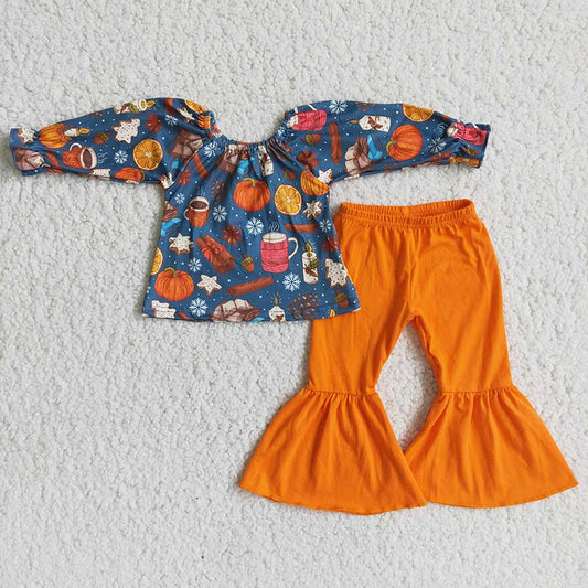 Pumpkin off shoulder top bell set