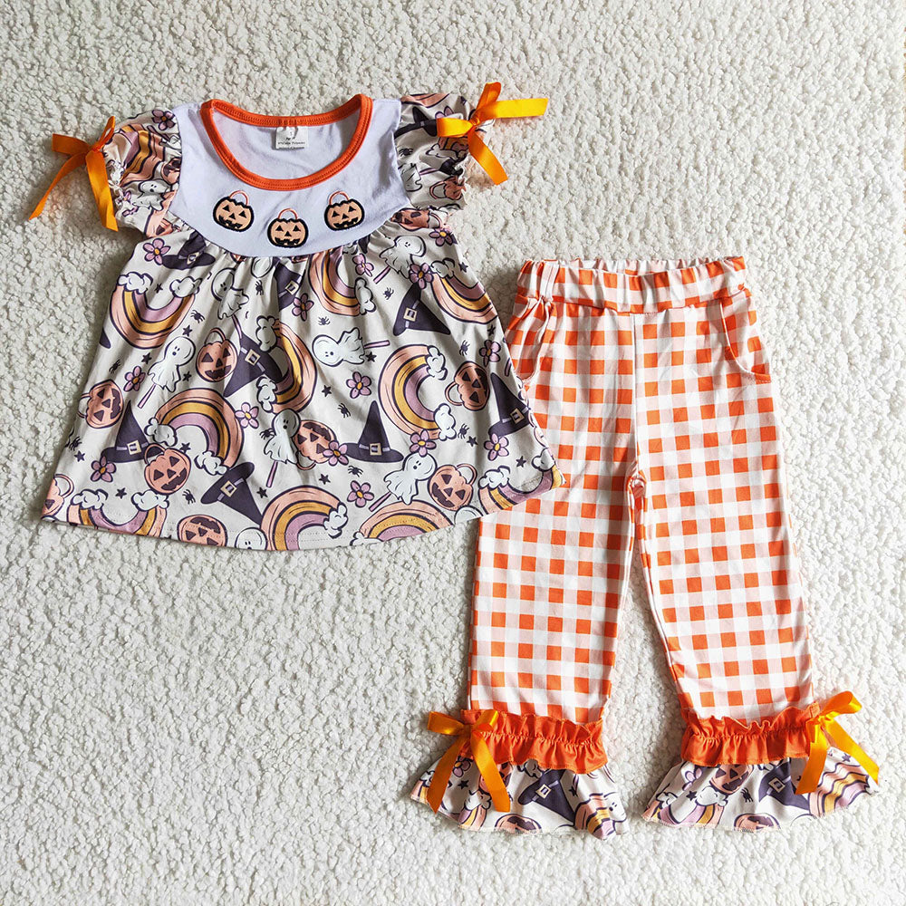 Baby Girls Pumpkin ranbow pants clothes sets