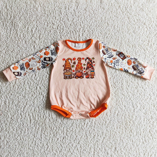 Baby girls Halloween pink coffee long sleeve rompers