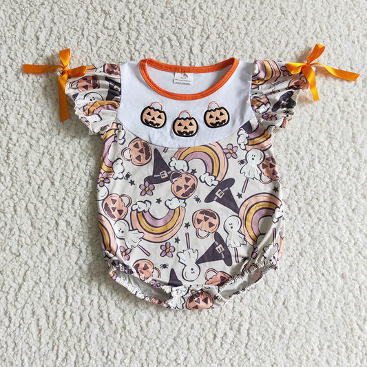 Baby girls Pumpkin rainbow rompers