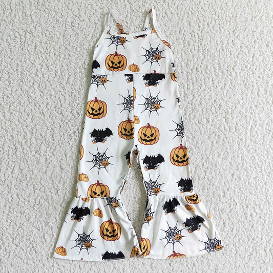 Baby girls Halloween pumpkin strap Jumpsuits rompers