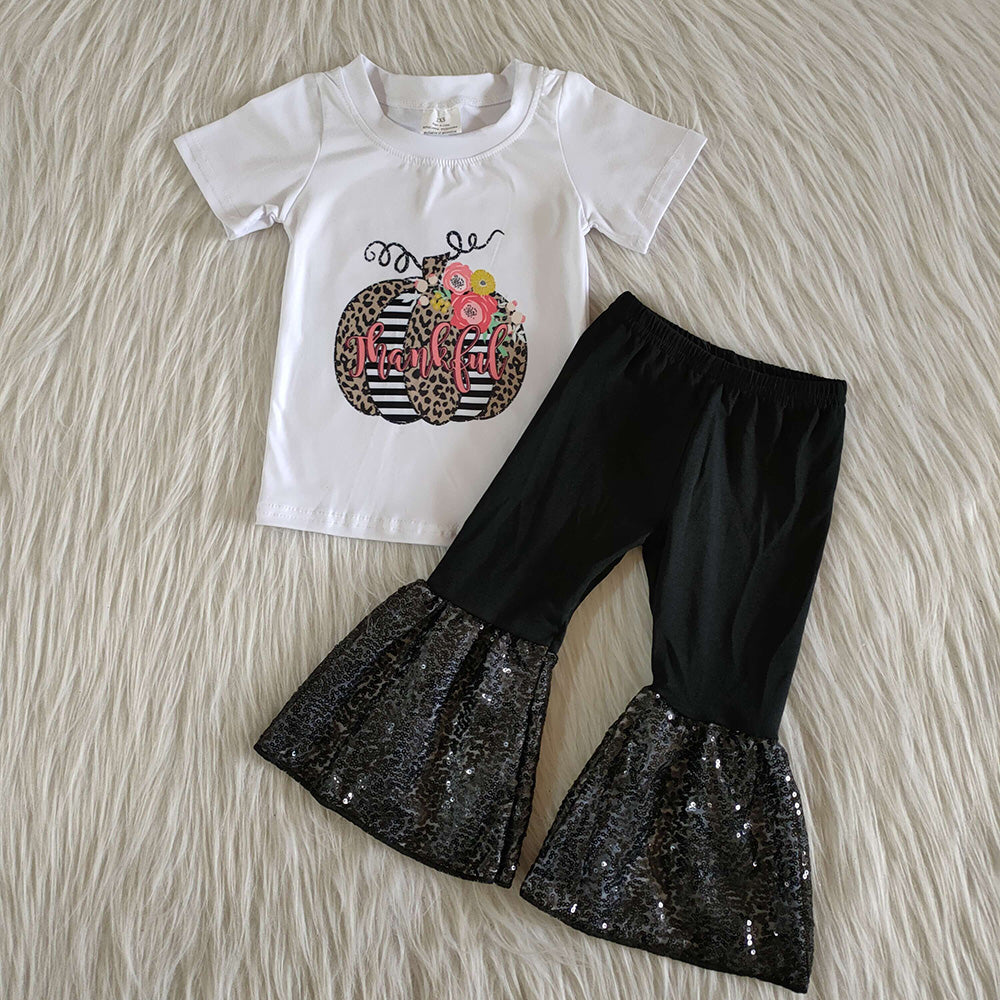 Pumpkin black sequin pants sets