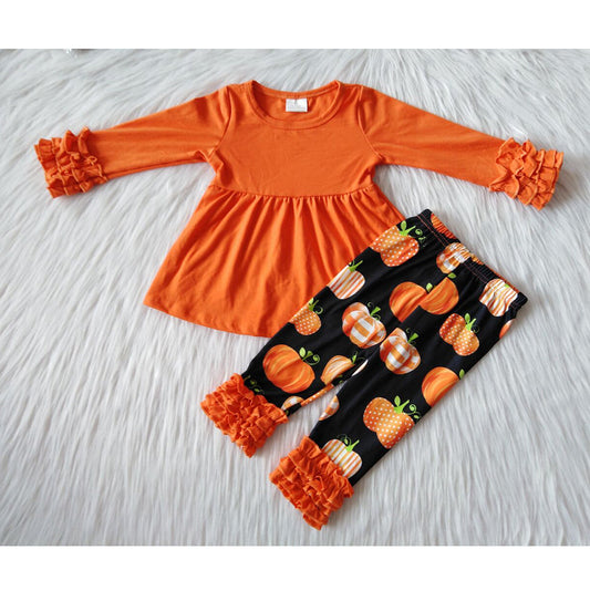 Orange pumpkin pants sets