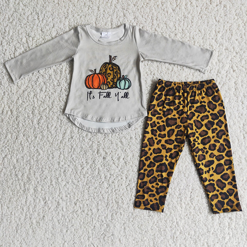 Grey pumpkin leopard set
