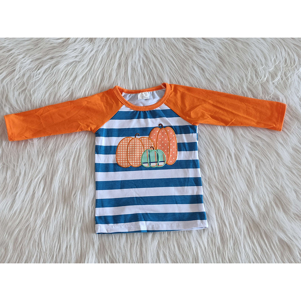 Boys Pumpkin embroidered shirts