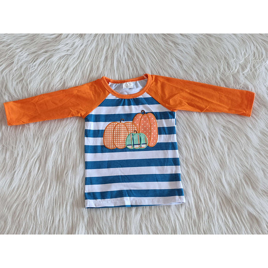 Boys Pumpkin embroidered shirts