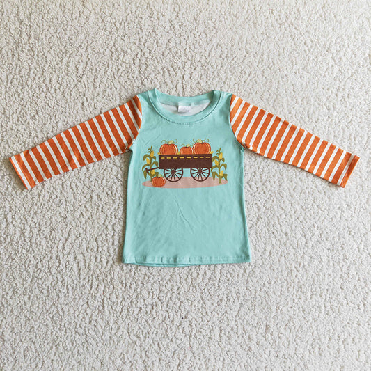 Baby boys pumpkin tractor shirts