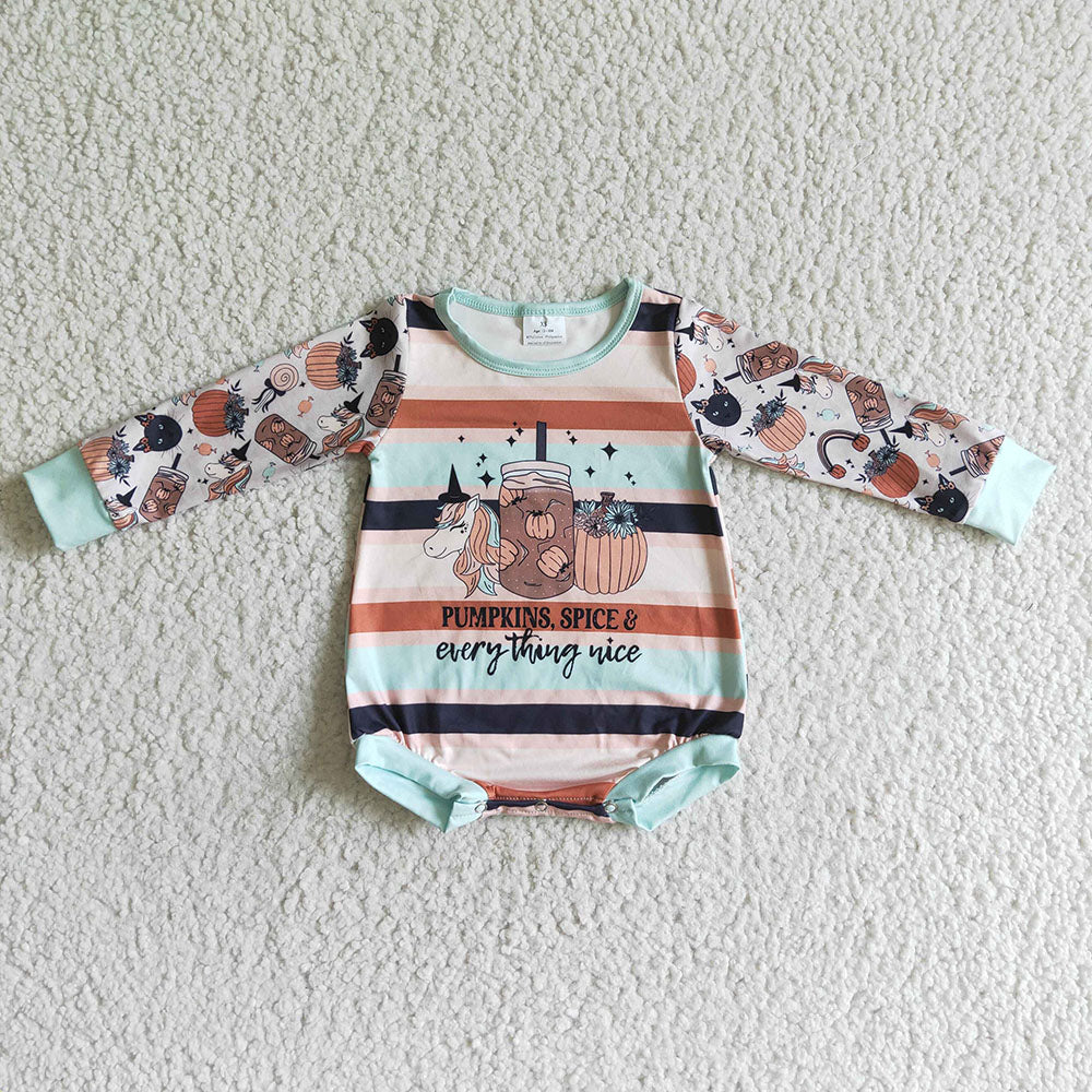 Baby girls pumpkin spice stripe rompers