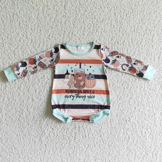 Baby girls pumpkin spice stripe rompers