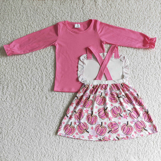 Halloween baby girls pink pumpkin skirt fall clothes sets
