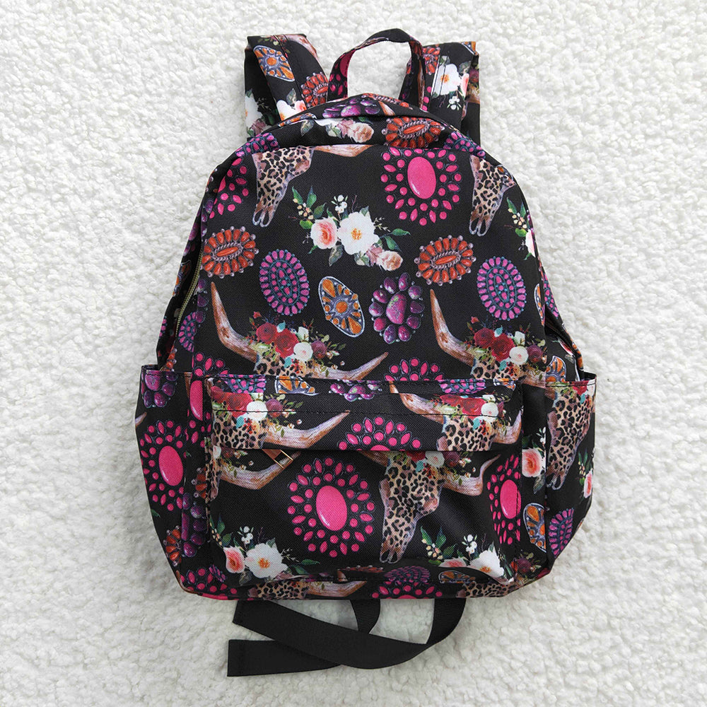 Kids Children Western Leopard Cow Purple Back Bags