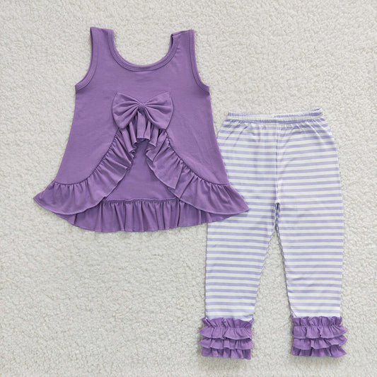 Baby Girls Lavender Tunic Stripe Legging Pants Clothes Sets