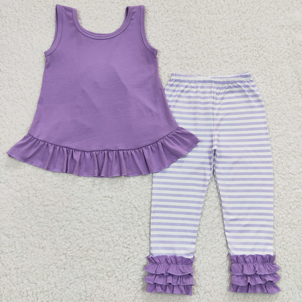 Baby Girls Lavender Tunic Stripe Legging Pants Clothes Sets