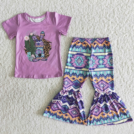 Purple rabbit bell Easter outfits sets