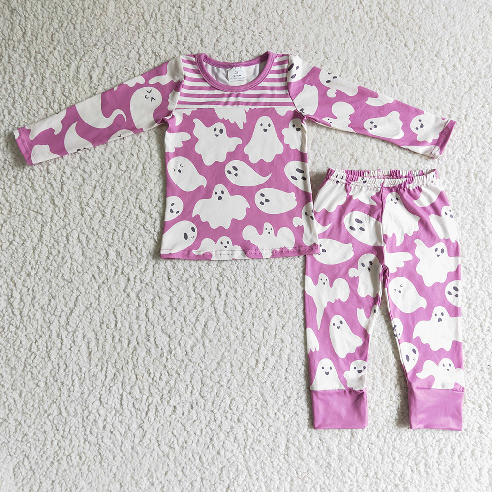 Baby Girls Halloween pink ghost pajamas sets