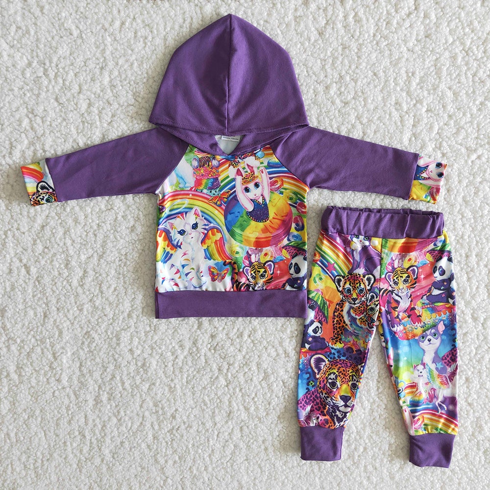 Purple Cat hoodie set