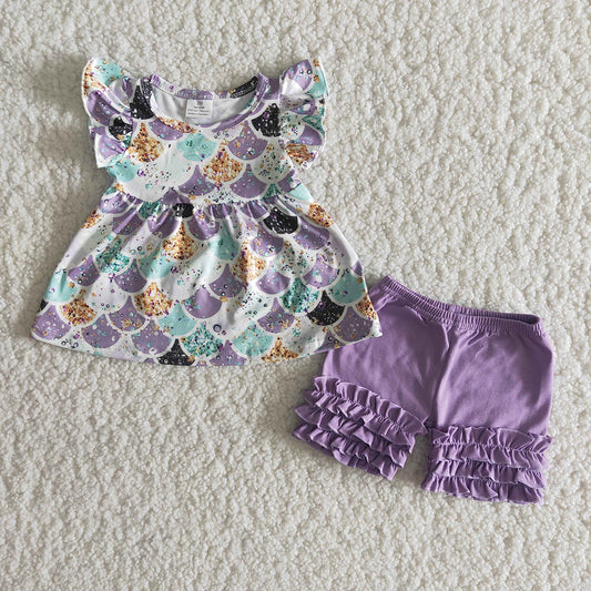 Purple scale soft shorts set