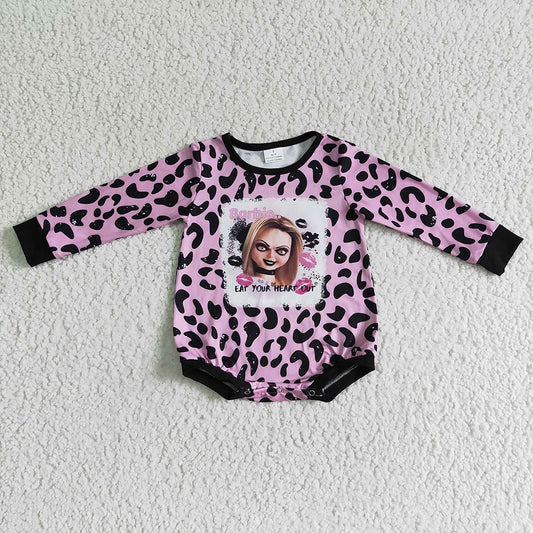 Baby girls Halloween pink cartoon long sleeve rompers