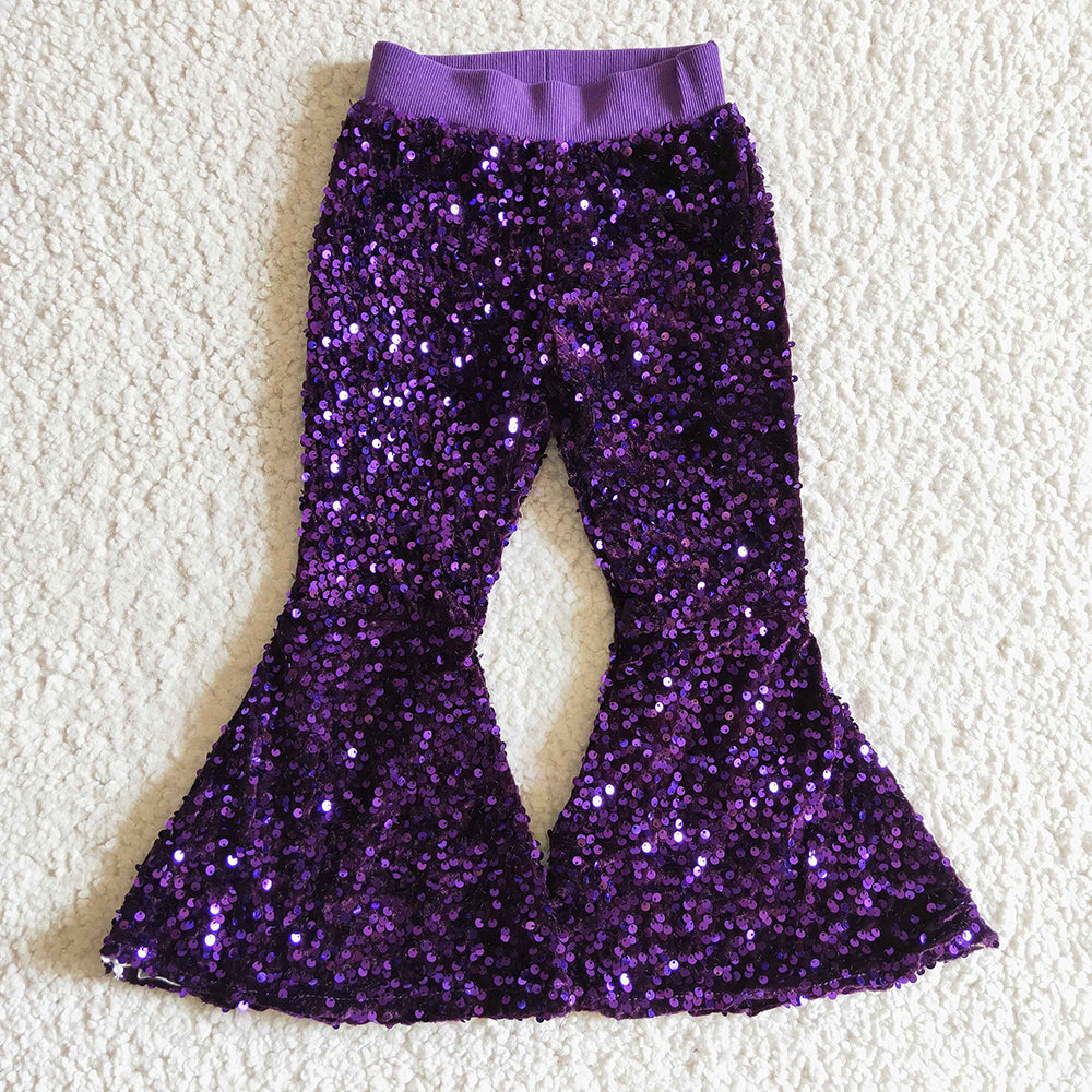 Baby Girls Purple Sequin Bell Pants