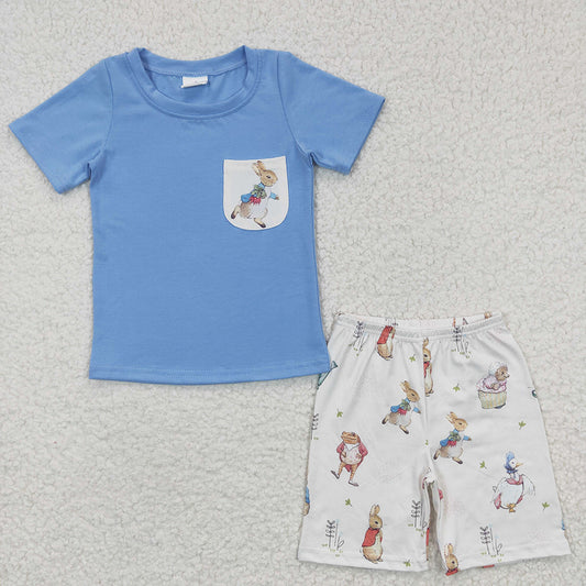Baby Boys Easter Rabbit Pocket Tops Shorts Clothes Sets
