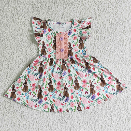 Baby girls rabbit Easter knee length dresses