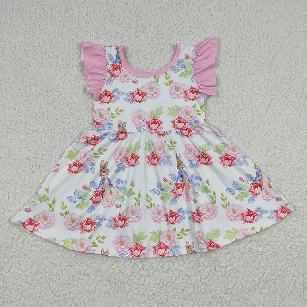 Baby Girls Easter Flower Rabbit Twirl Knee Length Dresses