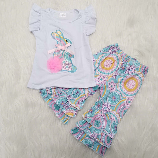 Easter white bunny capris sets